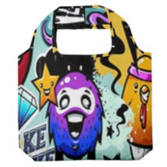 Cartoon Graffiti, Art, Black, Colorful, Wallpaper Premium Foldable Grocery Recycle Bag by nateshop