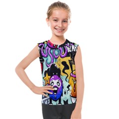 Cartoon Graffiti, Art, Black, Colorful, Wallpaper Kids  Mesh Tank Top by nateshop