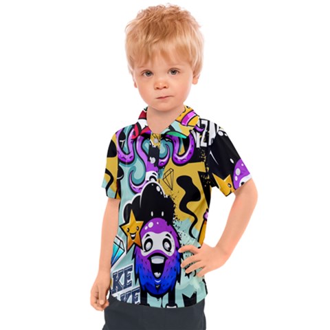 Cartoon Graffiti, Art, Black, Colorful, Wallpaper Kids  Polo T-shirt by nateshop