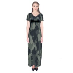 Comouflage,army Short Sleeve Maxi Dress by nateshop