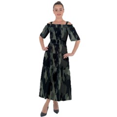 Comouflage,army Shoulder Straps Boho Maxi Dress 