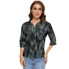 Comouflage,army Women s Quarter Sleeve Pocket Shirt