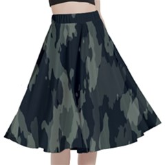 Comouflage,army A-Line Full Circle Midi Skirt With Pocket