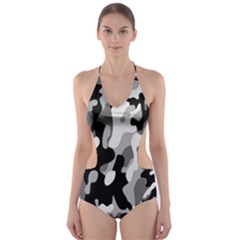 Dark Camouflage, Military Camouflage, Dark Backgrounds Cut-out One Piece Swimsuit