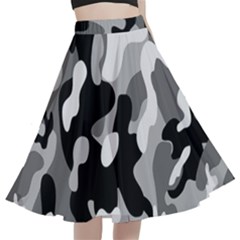 Dark Camouflage, Military Camouflage, Dark Backgrounds A-line Full Circle Midi Skirt With Pocket by nateshop