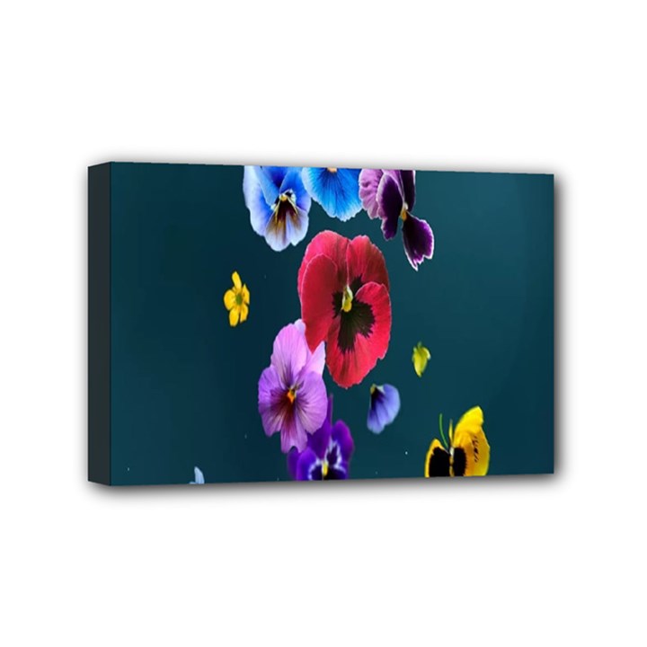 Falling Flowers, Art, Coffee Cup, Colorful, Creative, Cup Mini Canvas 6  x 4  (Stretched)