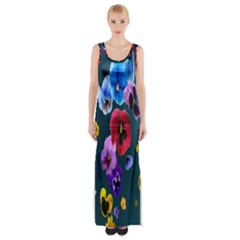 Falling Flowers, Art, Coffee Cup, Colorful, Creative, Cup Thigh Split Maxi Dress by nateshop