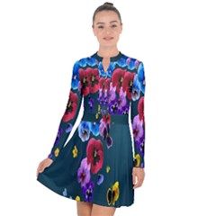 Falling Flowers, Art, Coffee Cup, Colorful, Creative, Cup Long Sleeve Panel Dress by nateshop