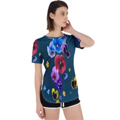 Falling Flowers, Art, Coffee Cup, Colorful, Creative, Cup Perpetual Short Sleeve T-shirt by nateshop