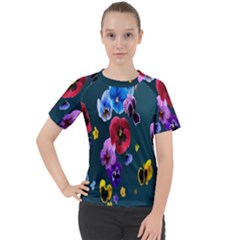 Falling Flowers, Art, Coffee Cup, Colorful, Creative, Cup Women s Sport Raglan T-shirt