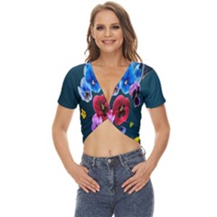 Falling Flowers, Art, Coffee Cup, Colorful, Creative, Cup Twist Front Crop Top by nateshop