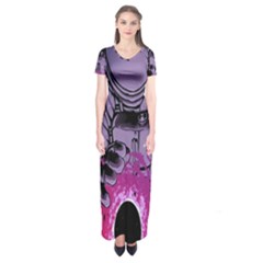 Fingerprint Astro, Amoled, Astronaut, Black, Dark, Oled Short Sleeve Maxi Dress by nateshop