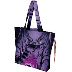 Fingerprint Astro, Amoled, Astronaut, Black, Dark, Oled Drawstring Tote Bag by nateshop