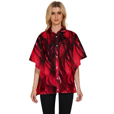 Followers,maroon,rose,roses Women s Batwing Button Up Shirt by nateshop