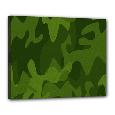 Green Camouflage, Camouflage Backgrounds, Green Fabric Canvas 20  X 16  (stretched) by nateshop