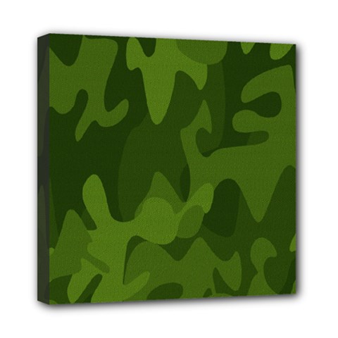 Green Camouflage, Camouflage Backgrounds, Green Fabric Mini Canvas 8  X 8  (stretched) by nateshop