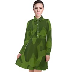 Green Camouflage, Camouflage Backgrounds, Green Fabric Long Sleeve Chiffon Shirt Dress by nateshop