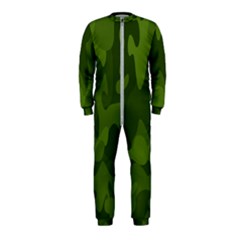 Green Camouflage, Camouflage Backgrounds, Green Fabric Onepiece Jumpsuit (kids)