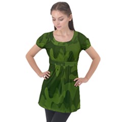 Green Camouflage, Camouflage Backgrounds, Green Fabric Puff Sleeve Tunic Top by nateshop