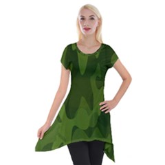 Green Camouflage, Camouflage Backgrounds, Green Fabric Short Sleeve Side Drop Tunic by nateshop