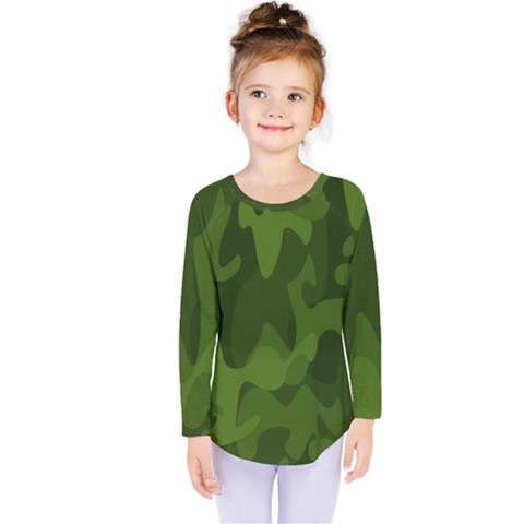 Green Camouflage, Camouflage Backgrounds, Green Fabric Kids  Long Sleeve T-shirt by nateshop