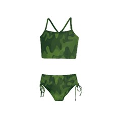 Green Camouflage, Camouflage Backgrounds, Green Fabric Girls  Tankini Swimsuit by nateshop