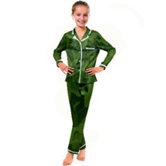 Green Camouflage, Camouflage Backgrounds, Green Fabric Kids  Satin Long Sleeve Pajamas Set by nateshop