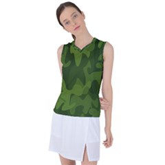 Green Camouflage, Camouflage Backgrounds, Green Fabric Women s Sleeveless Sports Top by nateshop