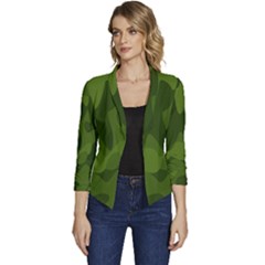 Green Camouflage, Camouflage Backgrounds, Green Fabric Women s Casual 3/4 Sleeve Spring Jacket by nateshop