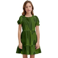 Green Camouflage, Camouflage Backgrounds, Green Fabric Kids  Puff Sleeved Dress by nateshop