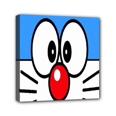 Doraemon Face, Anime, Blue, Cute, Japan Mini Canvas 6  X 6  (stretched) by nateshop