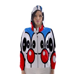 Doraemon Face, Anime, Blue, Cute, Japan Women s Hooded Windbreaker by nateshop