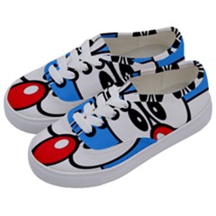 Doraemon Face, Anime, Blue, Cute, Japan Kids  Classic Low Top Sneakers by nateshop