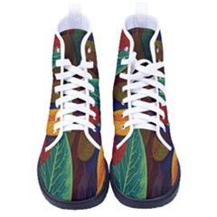 Leaves, Colorful, Desenho, Falling, Women s High-top Canvas Sneakers