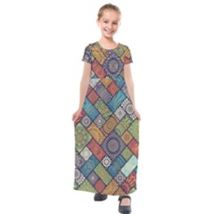 Mandala Pattern Abstract , Mandala, Pattern, Abstract Kids  Short Sleeve Maxi Dress by nateshop