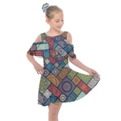 Mandala Pattern Abstract , Mandala, Pattern, Abstract Kids  Shoulder Cutout Chiffon Dress