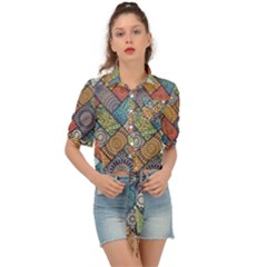 Mandala Pattern Abstract , Mandala, Pattern, Abstract Tie Front Shirt 