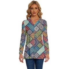 Mandala Pattern Abstract , Mandala, Pattern, Abstract Long Sleeve Drawstring Hooded Top