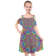 Mandala, Pattern, Abstraction, Colorful, Hd Phone Kids  Cut Out Shoulders Chiffon Dress