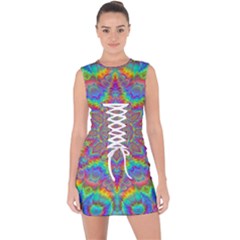 Mandala, Pattern, Abstraction, Colorful, Hd Phone Lace Up Front Bodycon Dress