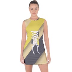 Minimalist, Abstract, Android, Background, Desenho Lace Up Front Bodycon Dress