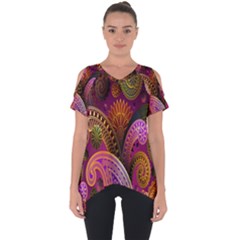 Paisley Pattern, Abstract Colorful, Texture Background, Hd Cut Out Side Drop T-shirt by nateshop