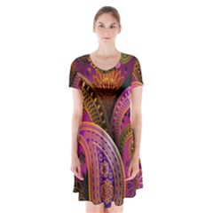 Paisley Pattern, Abstract Colorful, Texture Background, Hd Short Sleeve V-neck Flare Dress