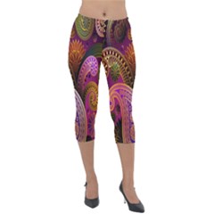 Paisley Pattern, Abstract Colorful, Texture Background, Hd Lightweight Velour Capri Leggings 