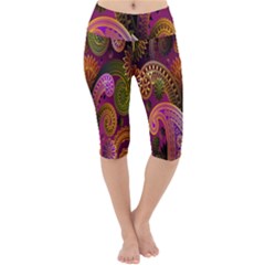 Paisley Pattern, Abstract Colorful, Texture Background, Hd Lightweight Velour Cropped Yoga Leggings