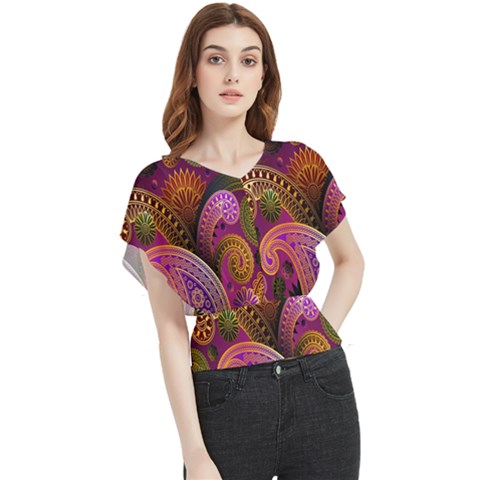 Paisley Pattern, Abstract Colorful, Texture Background, Hd Butterfly Chiffon Blouse by nateshop