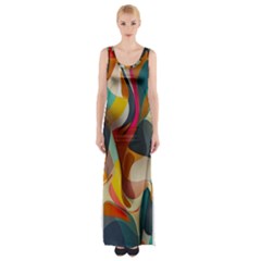 Pattern Calorful Thigh Split Maxi Dress by nateshop