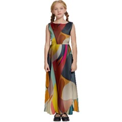 Pattern Calorful Kids  Satin Sleeveless Maxi Dress