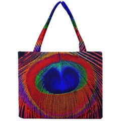 Peacock-feathers,blue 1 Mini Tote Bag by nateshop