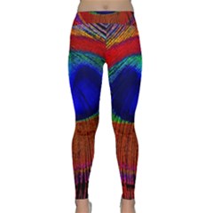 Peacock-feathers,blue 1 Classic Yoga Leggings by nateshop